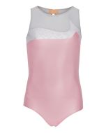 Gymnastikdragt med glitter i sølv og lyserød fra Stræk & Bøj