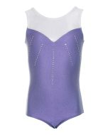 Flot gymnastikdragt til børn i lilla og hvid med sten